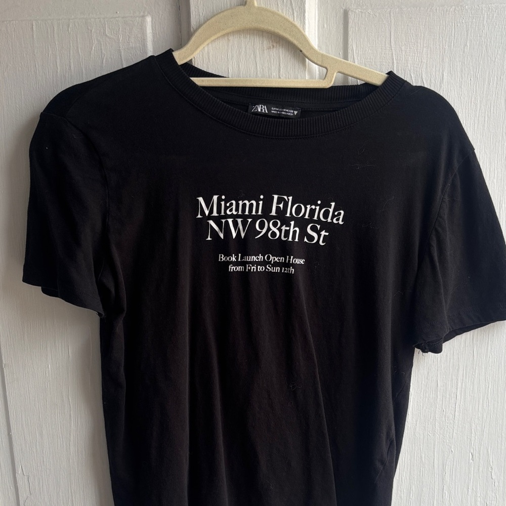 Zara Black Graphic 'Miami Florida NW 98th St' Tee